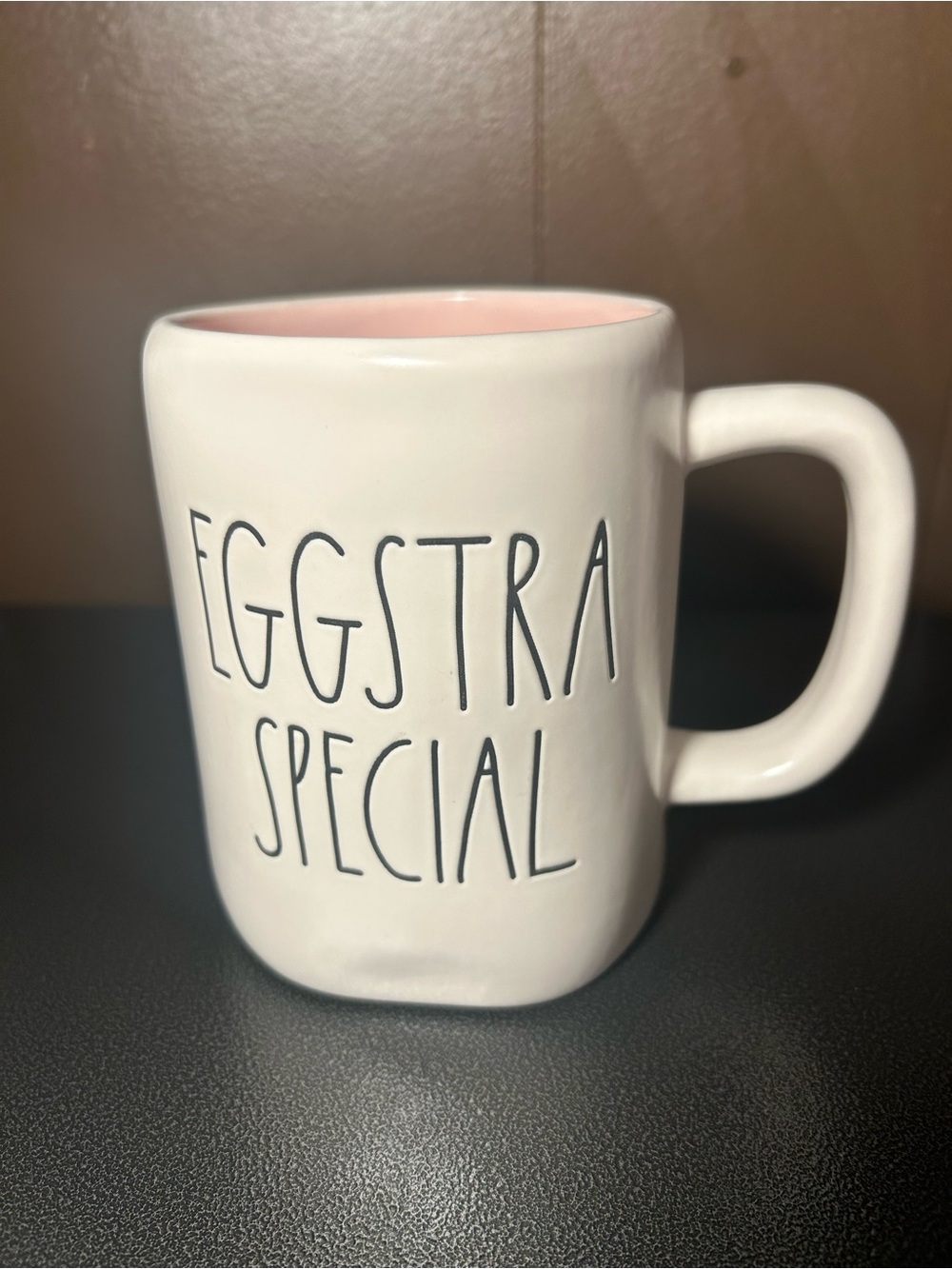 Rae Dunn Eggstra Special White Ceramic Mug with Pink Interior‎